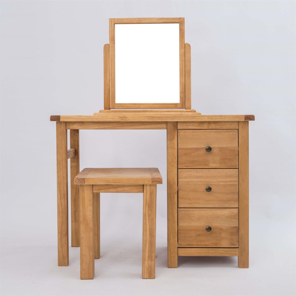 Dressing Table Set Dark Oak Bedroom Furniture Makeup Table Country Wooden Unit