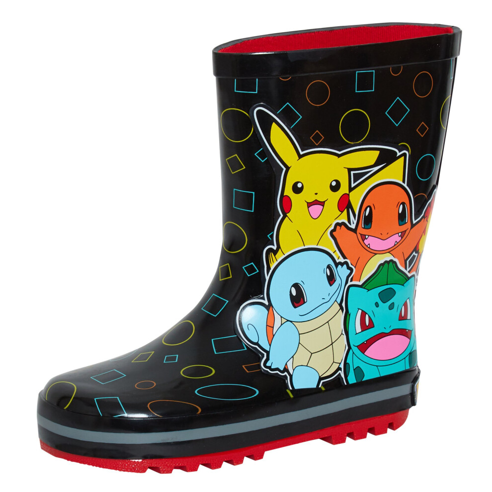 Pokemon Wellies Rubber Wellington Boots For Kids Boys Girls Pikachu Rain Snow Wellies Wellys Black 8 UK Child