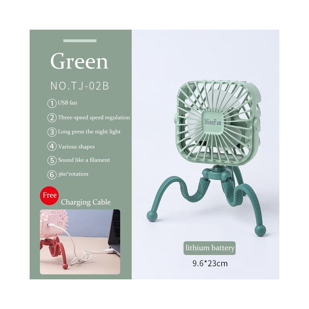 (Greenc, Lamp) 500Mah Stroller Fan Personal Portable Desk Handheld Baby Bed Car Seat Fan 693096099982