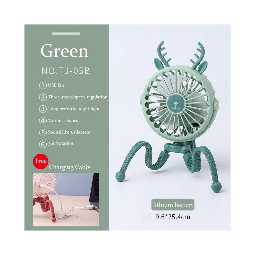 (Greeng, Lamp) 500Mah Stroller Fan Personal Portable Desk Handheld Baby Bed Car Seat Fan 691180916214