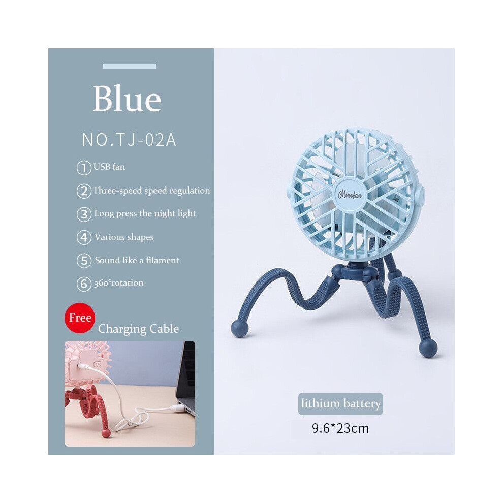(Blueb, Lamp) 500Mah Stroller Fan Personal Portable Desk Handheld Baby Bed Car Seat Fan 699167544184