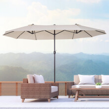 460cm Cream Umbrella Durable UV Resistant Parasol Garden Outdoor Best