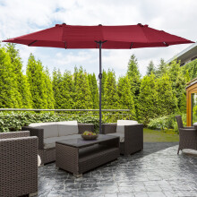 460cm Wine Red Umbrella Durable UV Resistant Parasol Garden Best