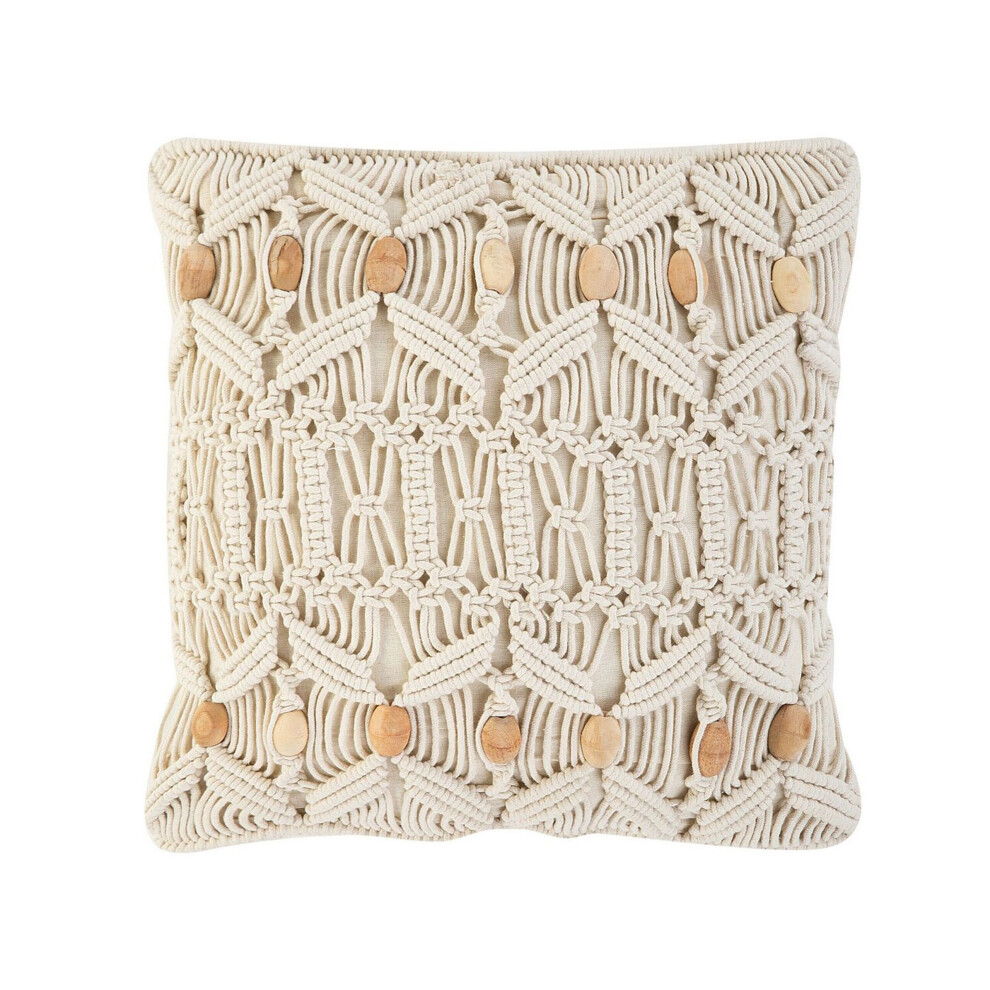 Cotton Macrame Cushion 45 x 45 cm Beige NICAEA