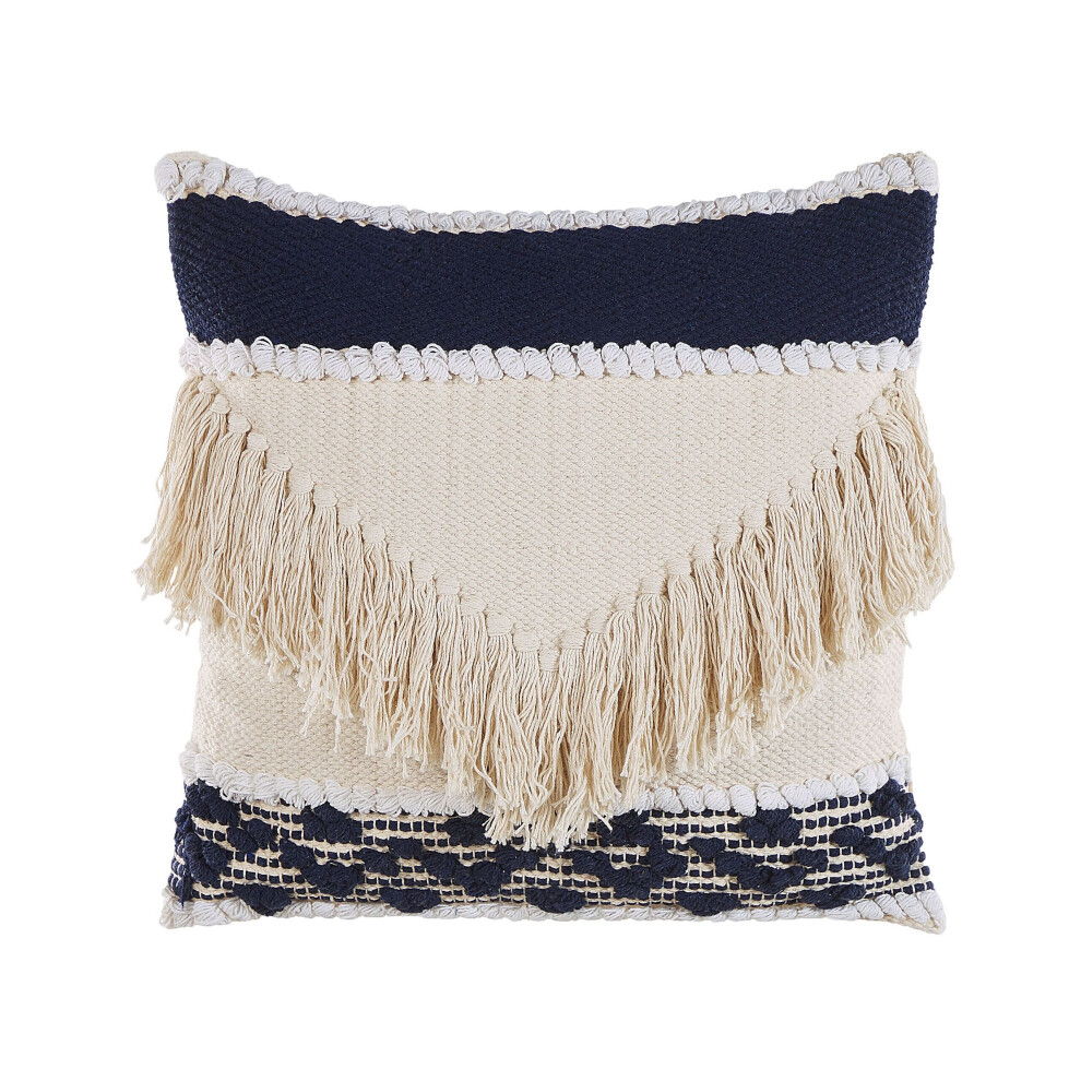 Cotton Cushion with Tassels 45 x 45 cm Beige SOFCA