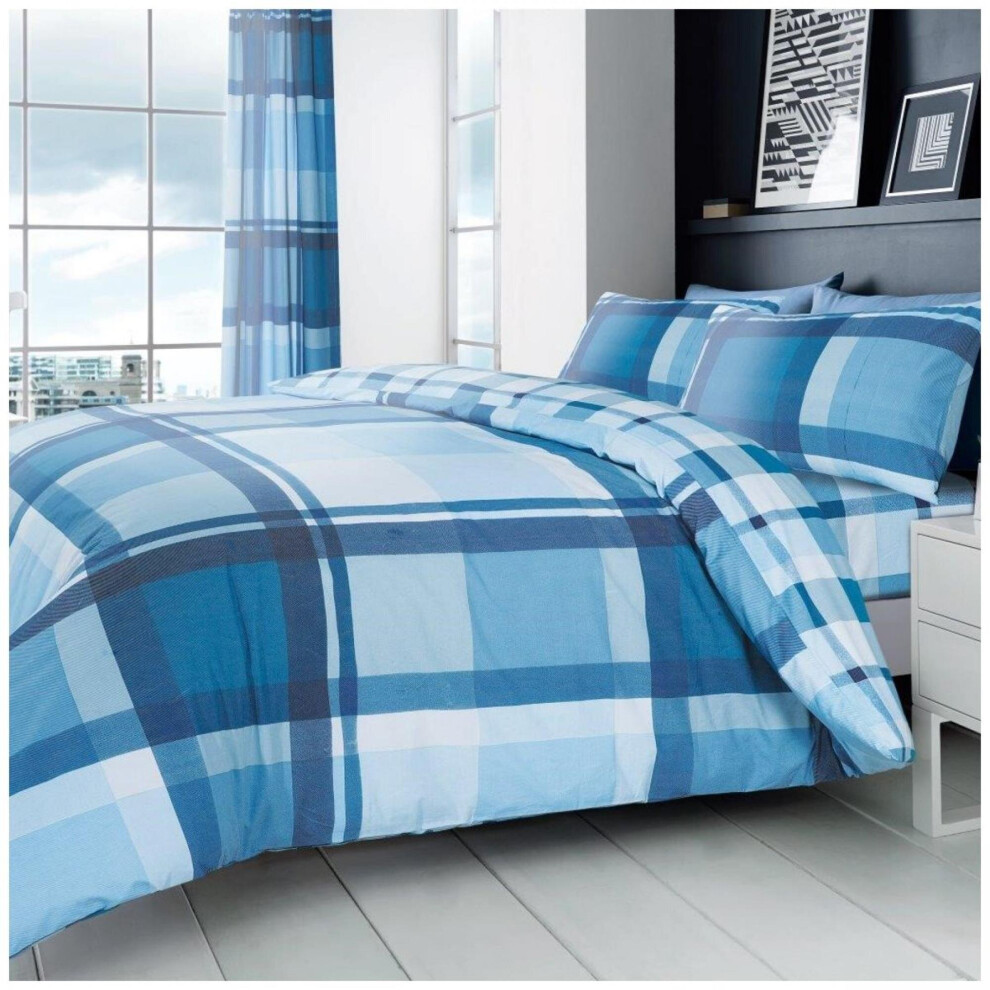 (Double, Blue) Luxury Reversible Waverly Duvet Cover Bedding Set