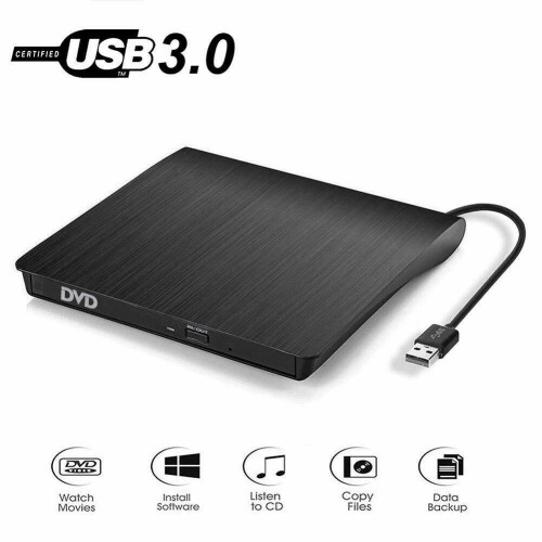 External CD Drive, USB 3.0 Portable CD/DVD +/-RW Drive Slim DVD/CD ROM 2