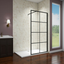 (700mm) 8mm Matt black Wet Room Shower Enclosure Cubicle