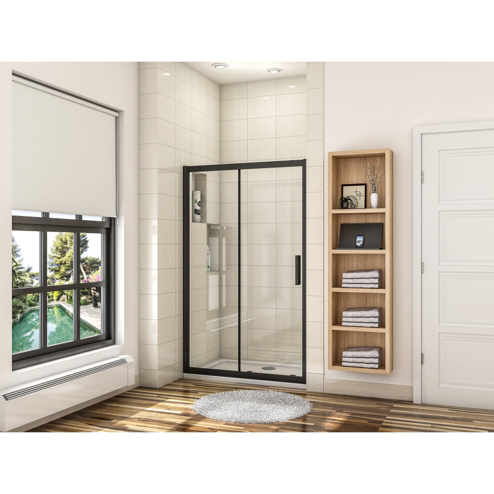 (1000mm) Black Frame Sliding Shower Door Enclosure Glass