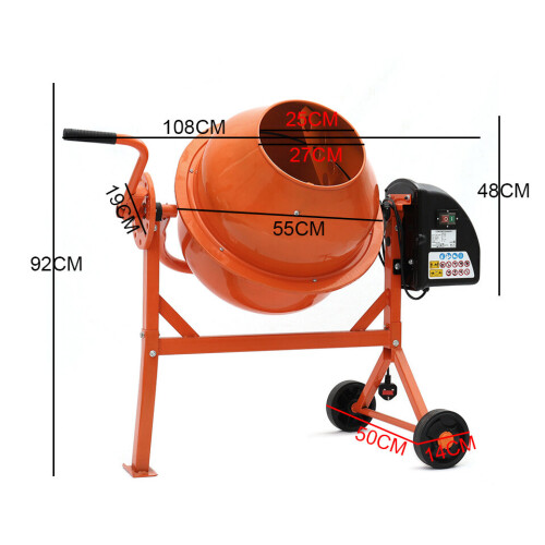 Living And Home (63L) Electric Mobile Cement Mixer Drum For Concrete Plaster Grouting Machine 1