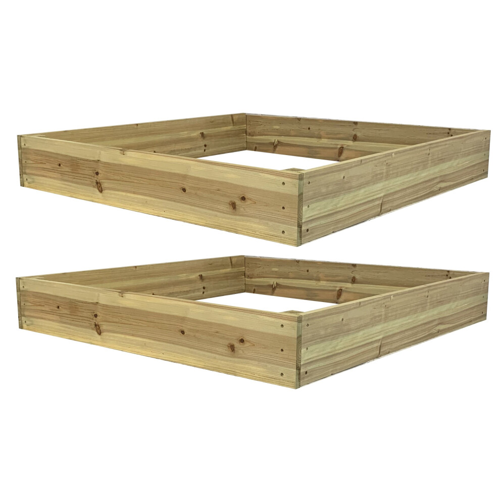 Set of 2 Wooden Raised Vegetable Beds (122cm x 18cm)