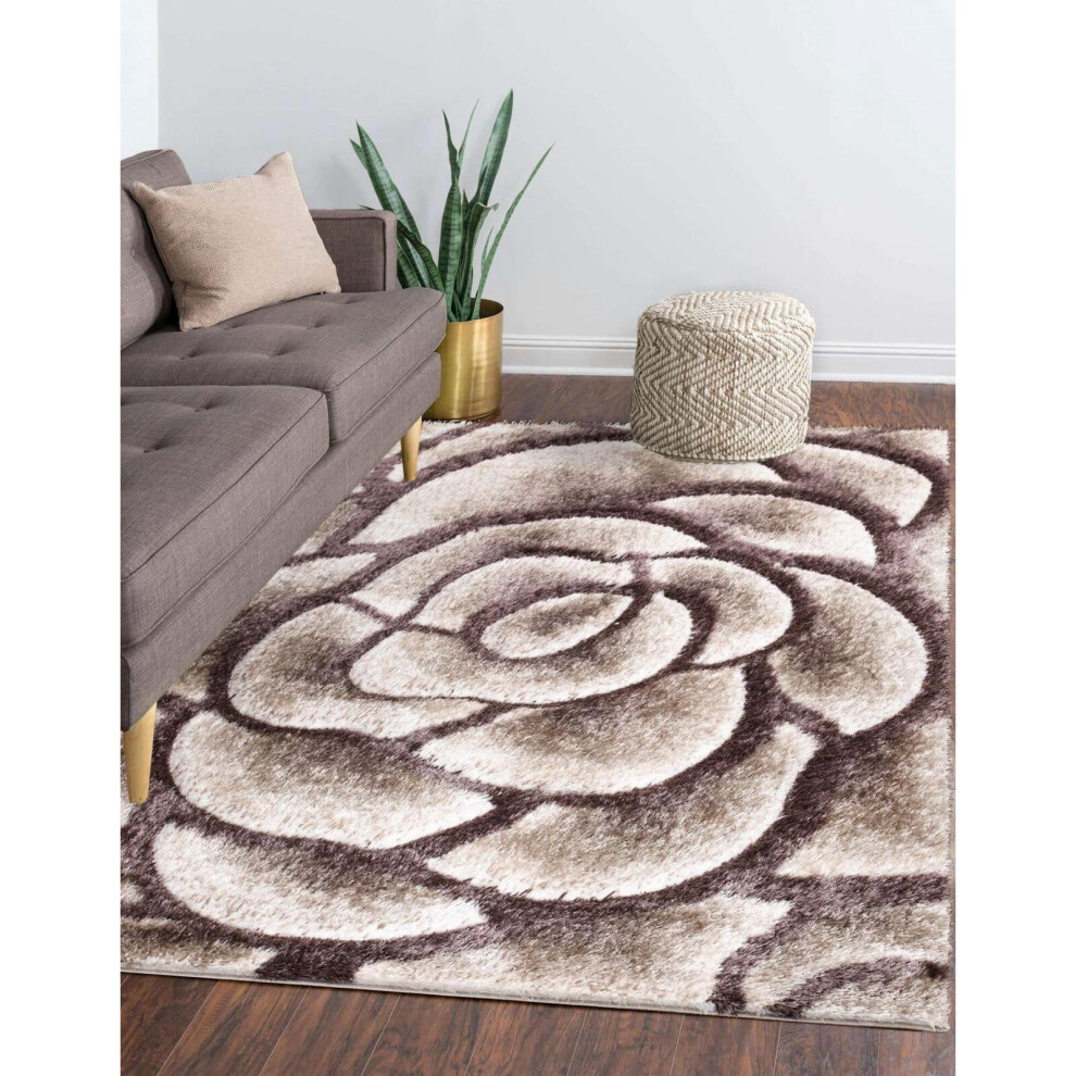 (Beige , 120 x 170 cm) Luxury Small Large Living Room Bedroom Rugs Hallway Runner Rose Pattern Area Rug Flor Mat