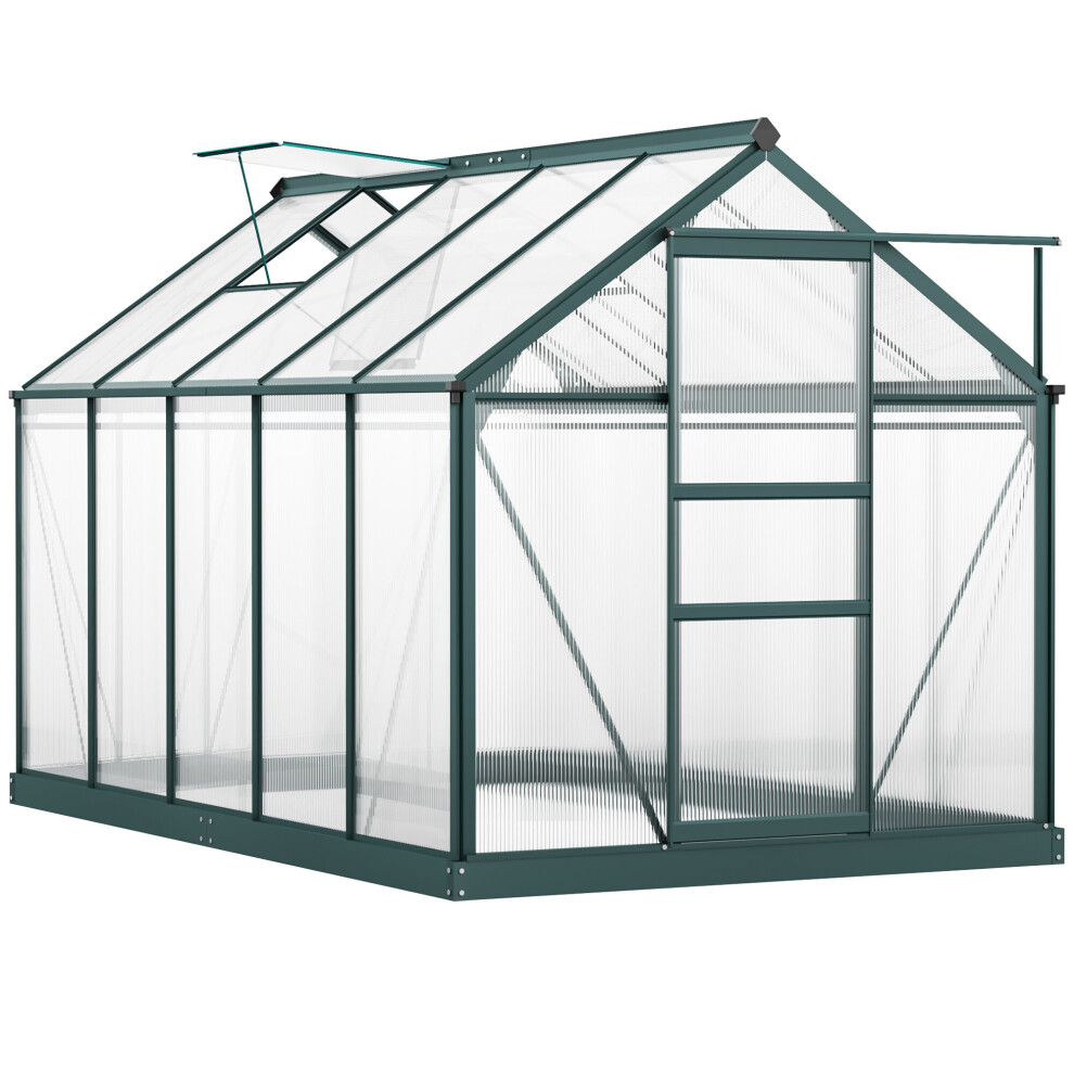 Outsunny 6x10ft Walk-In Polycarbonate Greenhouse Plant Grow Galvanized Aluminium