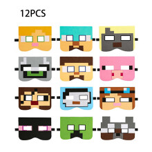 (12Pcs) 12pcs Minecraft Mask Cosplay Accessory Birthday Party Decorations