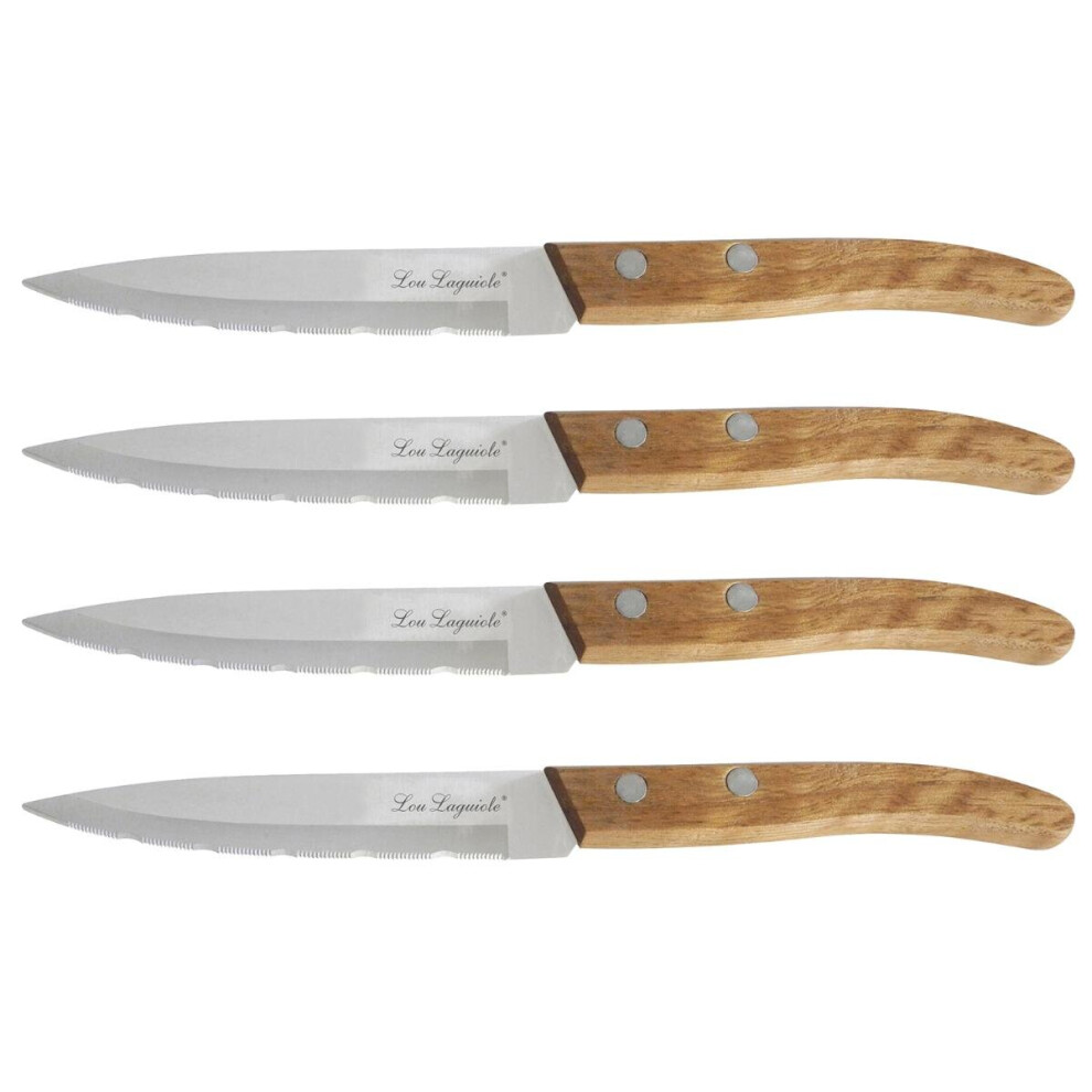 Amefa Lou Laguiole Set of 4 Steak Knives Wooden Handles