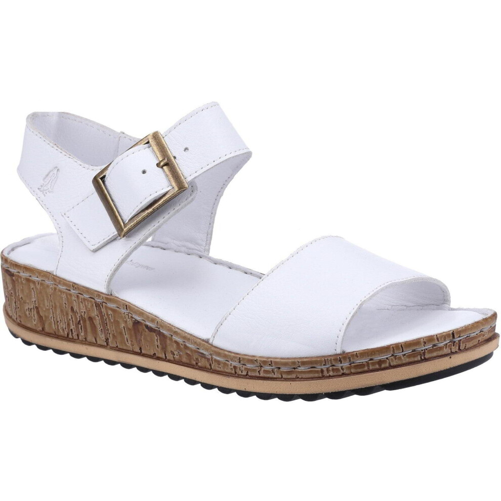 (White, UK 5) Hush Puppies Ellie Womens White Chunky Leather Wedge Sandals