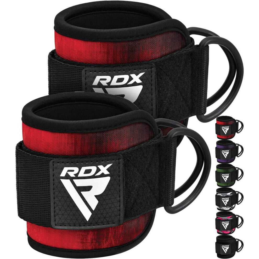 (Red, Pair) RRDX Ankle Straps Cable Machines Cuffs Kickbacks