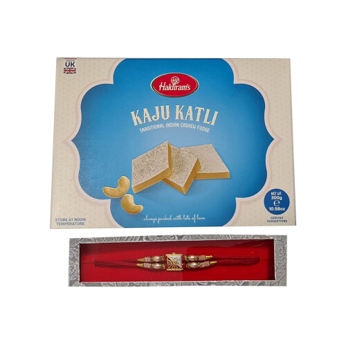 Designer Aum Rakhi & Haldiram Kaju Katli For Brothers, Indian Smooth ...