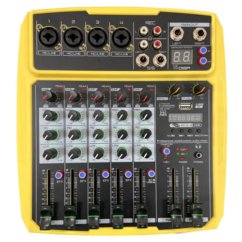 (Green) Mini 4 Channel 16 DSP Effect USB Delay and Repeat Efferts Audio Mixer Console With Volume Contrl 2