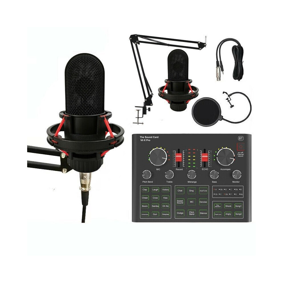 Microphone Kit with V9XPRO Upgrade High Configuration Version Sound Card for Mobile Phone Computer Karaoke Live Broadcasting Accessories