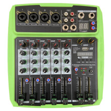 (Green) Mini 4 Channel 16 DSP Effect USB Delay and Repeat Efferts Audio Mixer Console With Volume Contrl