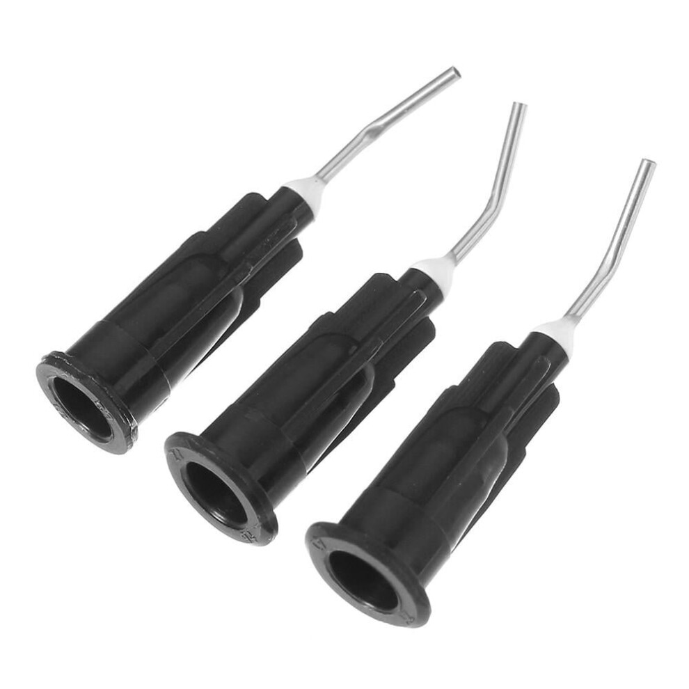 Greenzech Black 100Pcs 0.88Mm Syringe Needle Flat Teeth Needle Acid Inhibitor Irrigation Dental Bent Needle