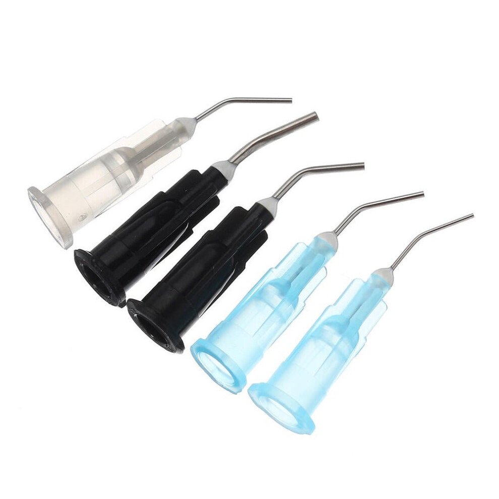 Greenzech (Black 1.17Mm) 100Pcs Irrigation Bent Needle Tips Flat Teeth Needle Dental Flow Sealant Composite Resin Acid Reagen