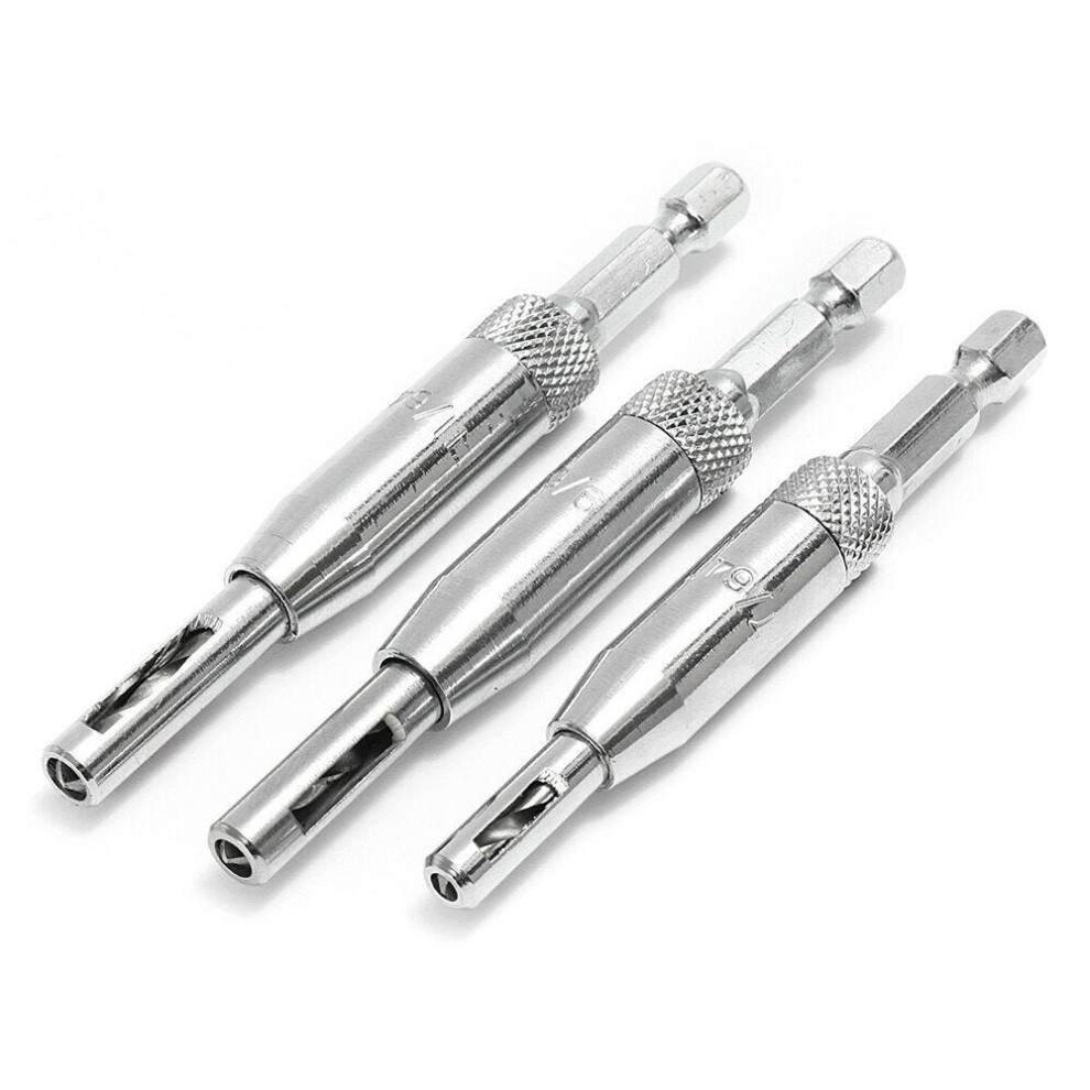 3pcs HSS Self Centering Hinge Drill Bit Holes Wood Working Reaming Tool Countersink