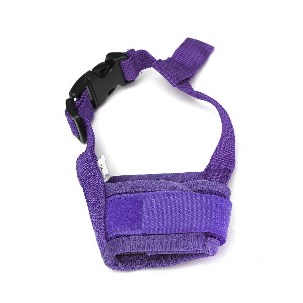 (Purple, L) Fashion Adjustable Nylon Dog Muzzle Pet Puppy Mesh Mouth Mask Anti Biting Barking S-*L