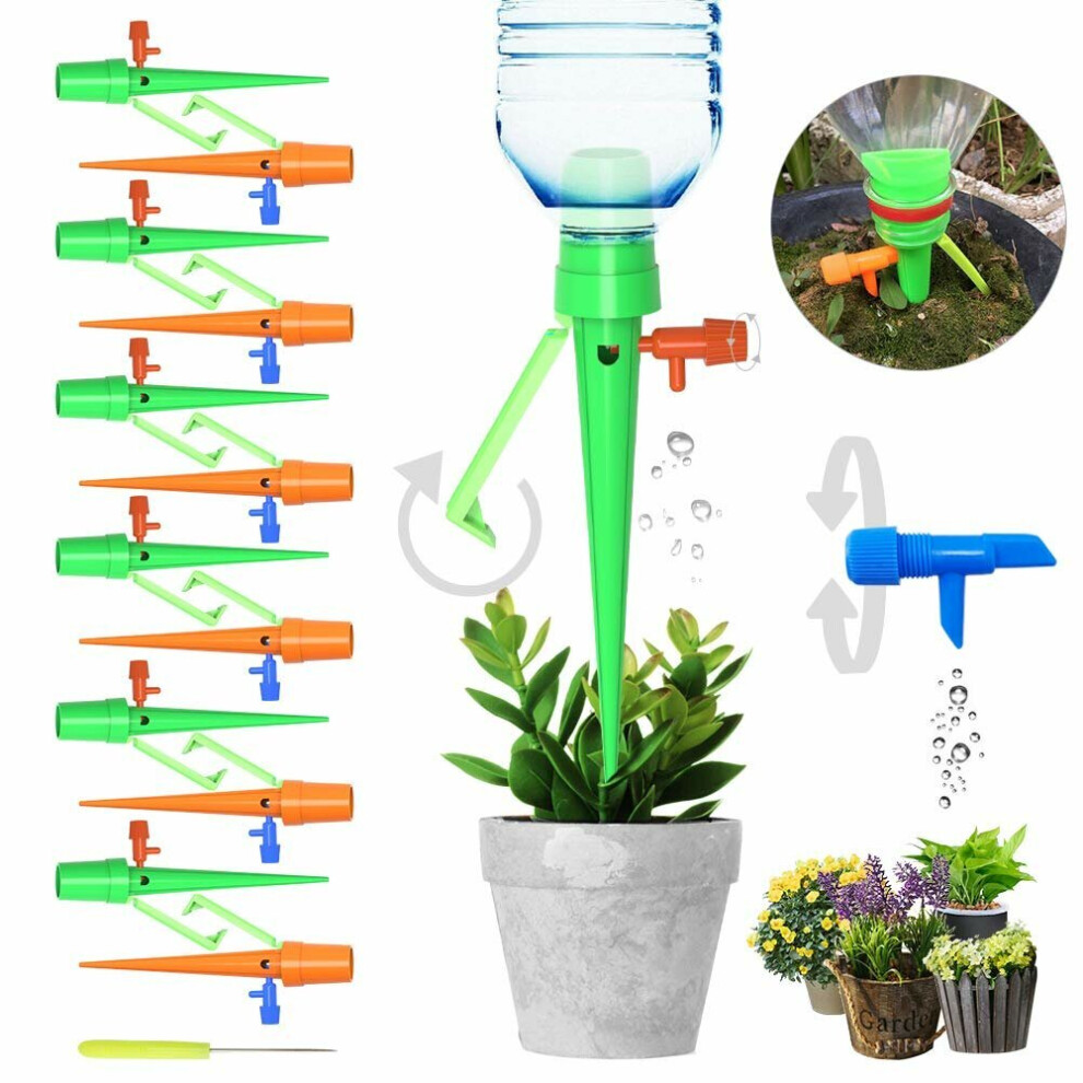 (12pcs) Automatic Watering Device Adjustable Water Flow Dripper With Switch Control Valve Bracket DIY Drip Irrigation for Plants Indoor Waterers Bottle