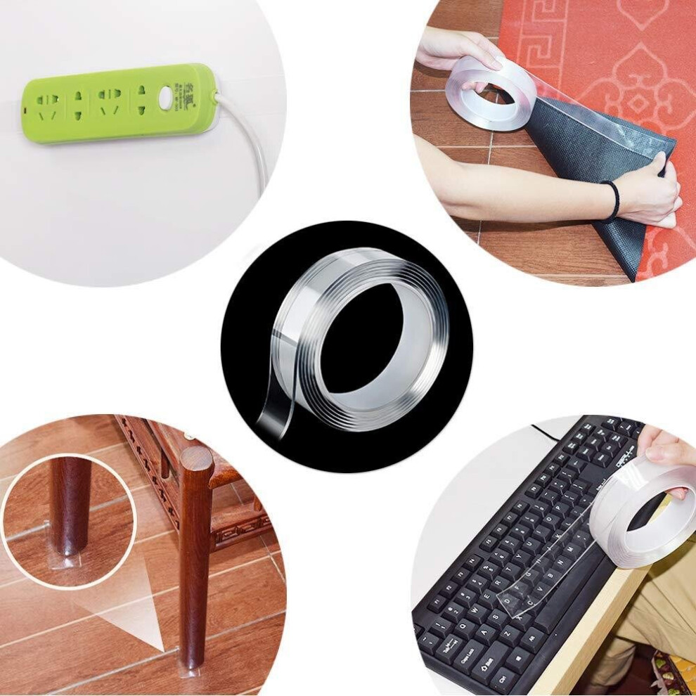 (3M X 5Cm) 2Mm Nano Pu Gel Double-Sided Traceless Tape Transparent Removable Adhesive Tapes Sticky Anti-Slip Gel Tape 3654659087614