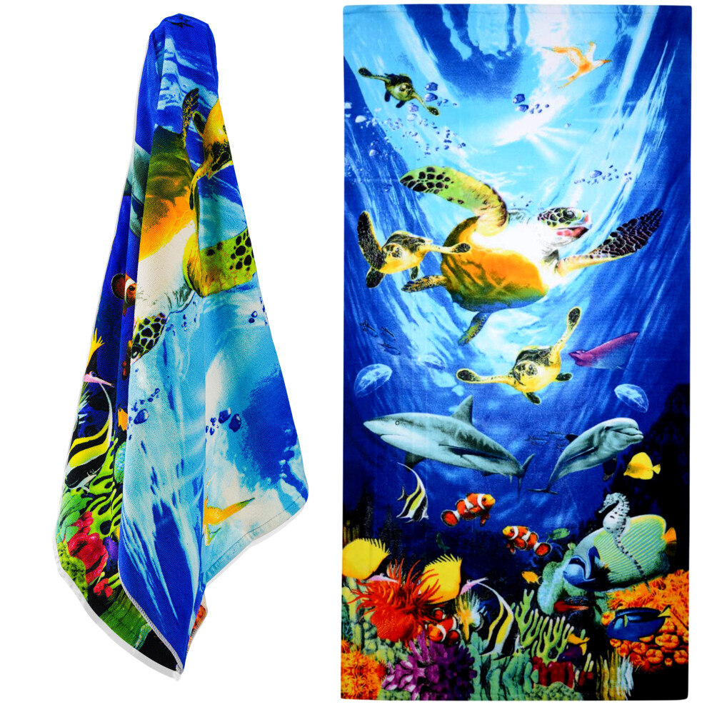 (Ocean Turtles) GEEZY Large Microfibre Beach Bath Towel Sports Travel Camping Gym Lightweight