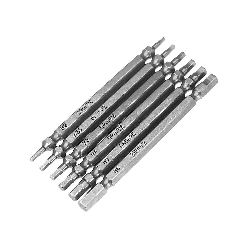 6Pcs Double Hex Head Magnetic Screwdriver Bits H2-H6 100Mm Long 1/4 Inch Hex Shank 3654659057624