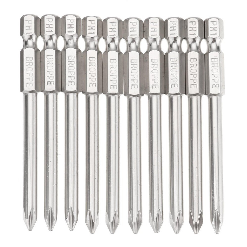 (3Mm) 10Pcs 75Mm Ph1 Screwdriver Bit 1/4" Hex Shank Magnetic Phillip Screwdriver Bits Set 3654659298713