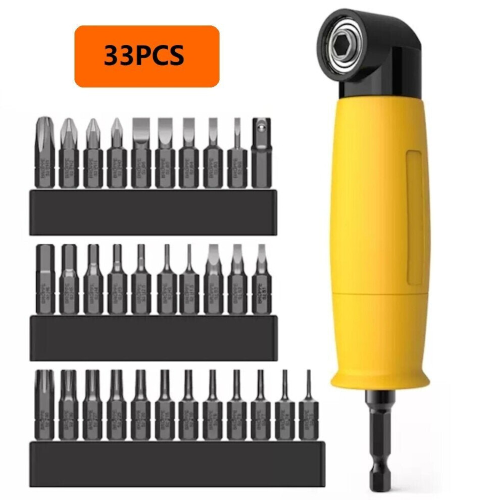 (33Pcs) 1/4Inch 6.35Mm Interface 90 Degree Electric Corner Screwdriver Bit With 10Pcs/32Pcs 25Mm Bits 3654659291059