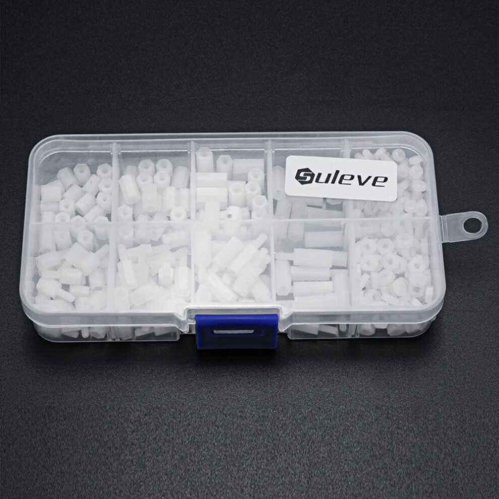 M2 Nylon Screw White Hex Screw Nut Nylon Pcb Standoff Assortment Kit 300Pcs 3654659458599