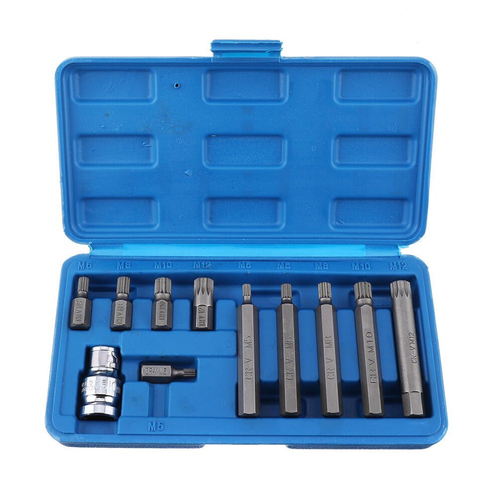 11Pcs M Type Screwdriver Bit Set Chrome Vanadium Steel Bit Set 12 Point Spline Bit 3654659277022