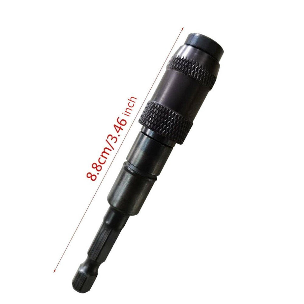 (Black) 1/4 Inch 88mm Hex Shank Quick Swivel Joint Magnetic Screwdriver Bit Holder