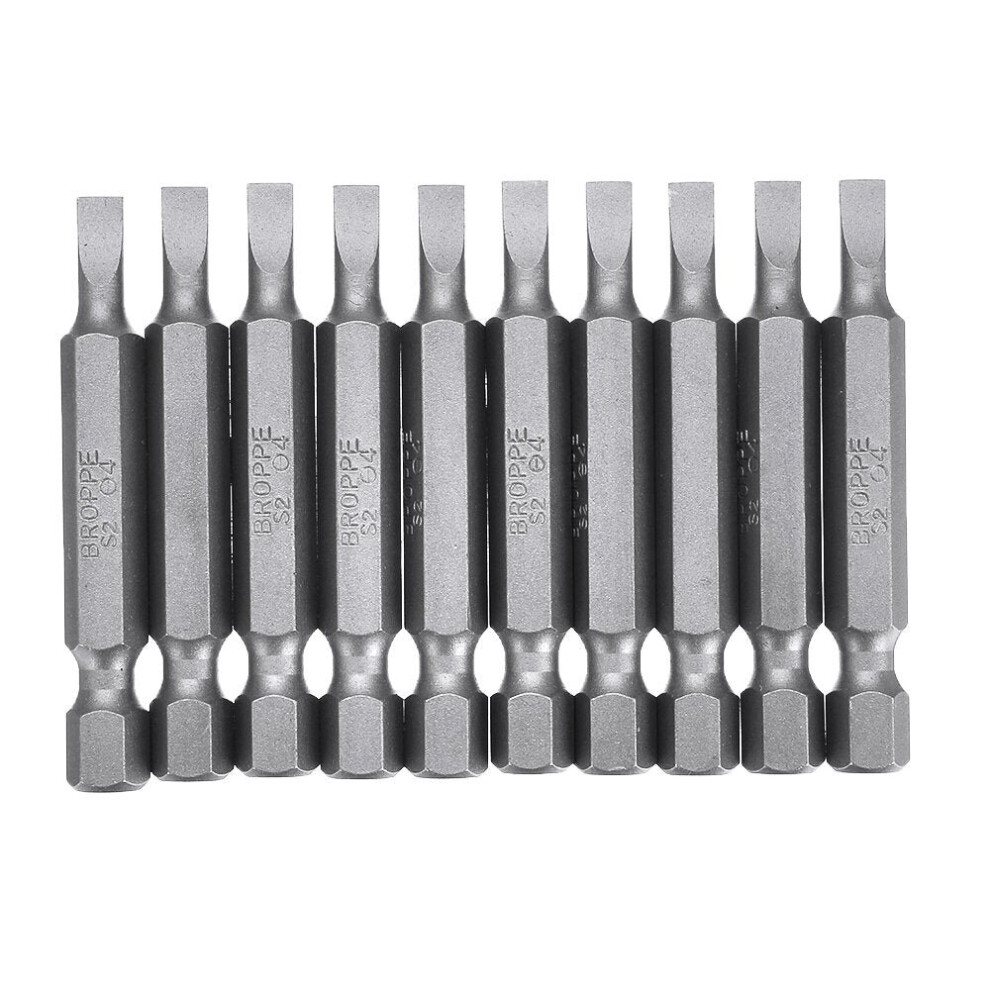 (Sl4) 10Pcs Magnetic Slotted Screwdriver Bits Sl2/Sl3/Sl4/Sl5/Sl6 1/4 Inch Hex Shank Screwdriver Set 3654659295422