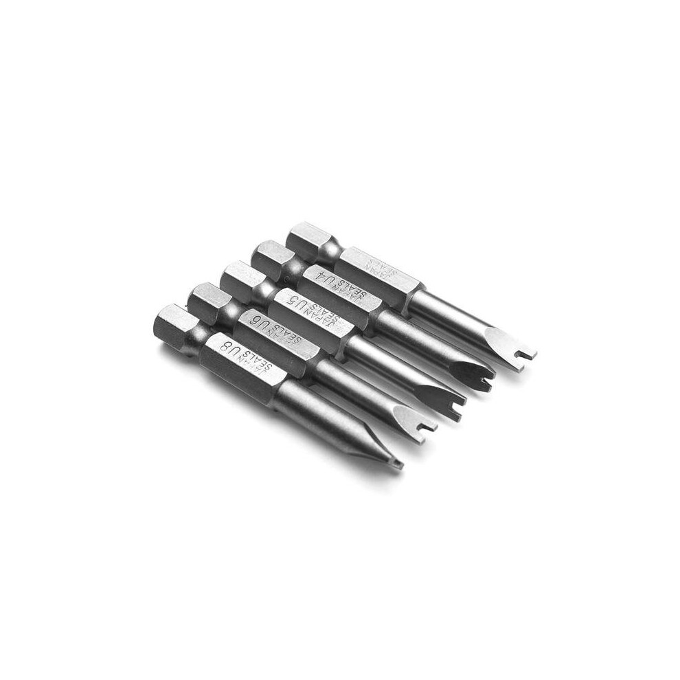 5pcs 50mm 1/4 Inch Hex Magnetic U-shaped Screwdriver Bits