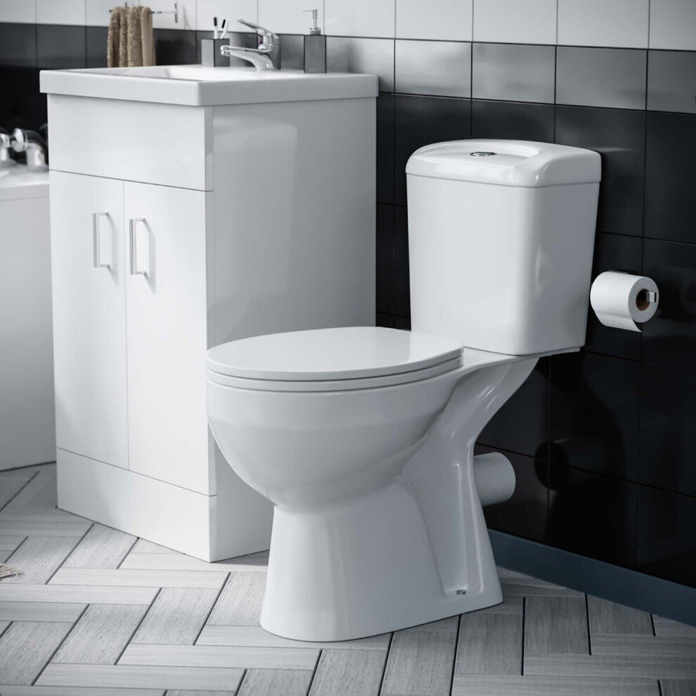 Nanuya 500mm Flat Pack Vanity & WC Toilet Pan with Soft Close Seat Suite