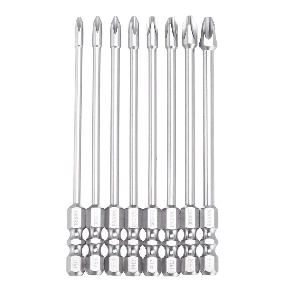 (4.0mm, PH1) 10Pcs 100mm Length Impact Phillips Screwdriver Bit High Torque Cross Screwdriver Bit S2 Strong Magnetic Screwdriver Bit