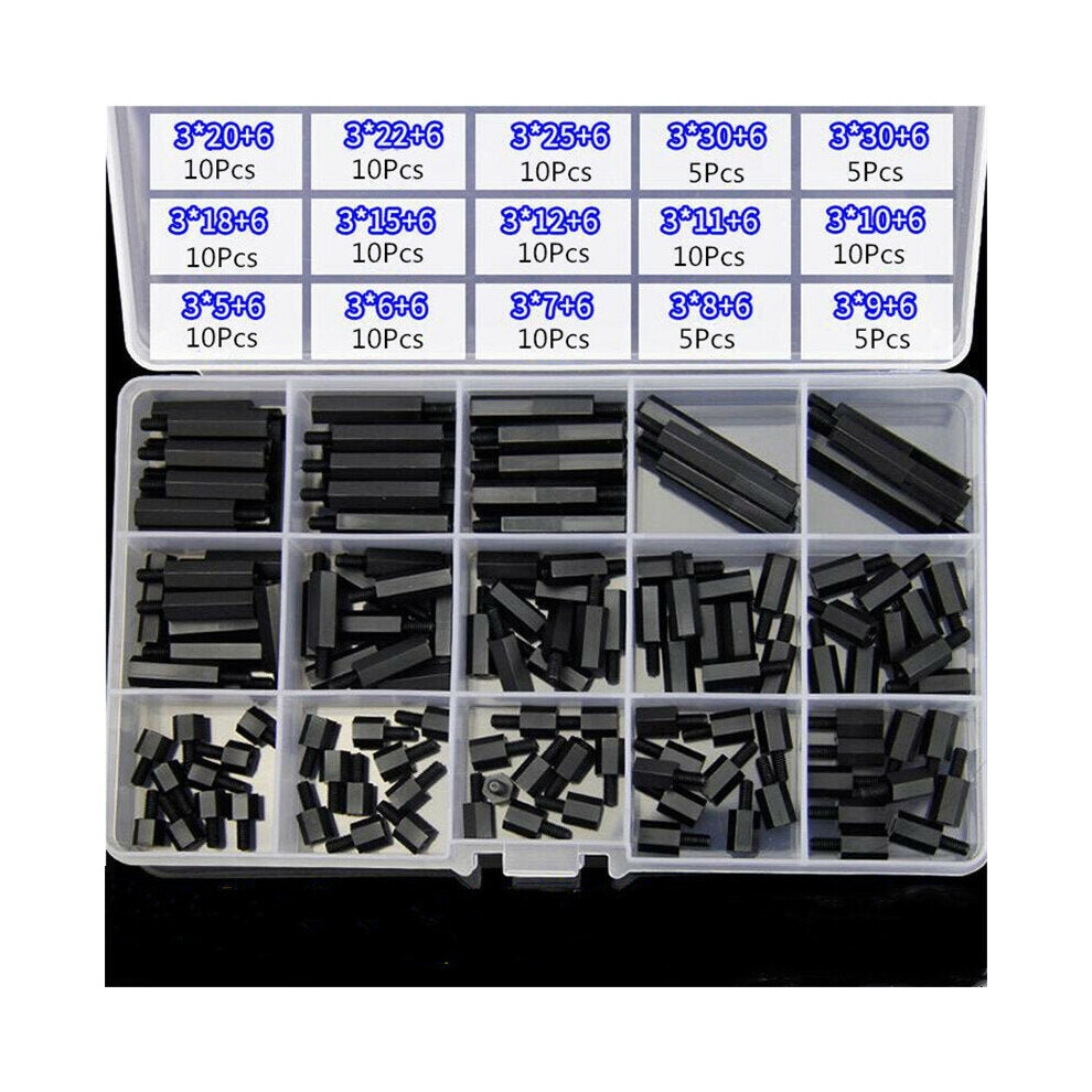 Photos - Other for Repair GreenZech  M3NH15 140Pcs M3 Nylon Hex Screw Black/White Female to Male PCB Standoff Column Set (Black)
