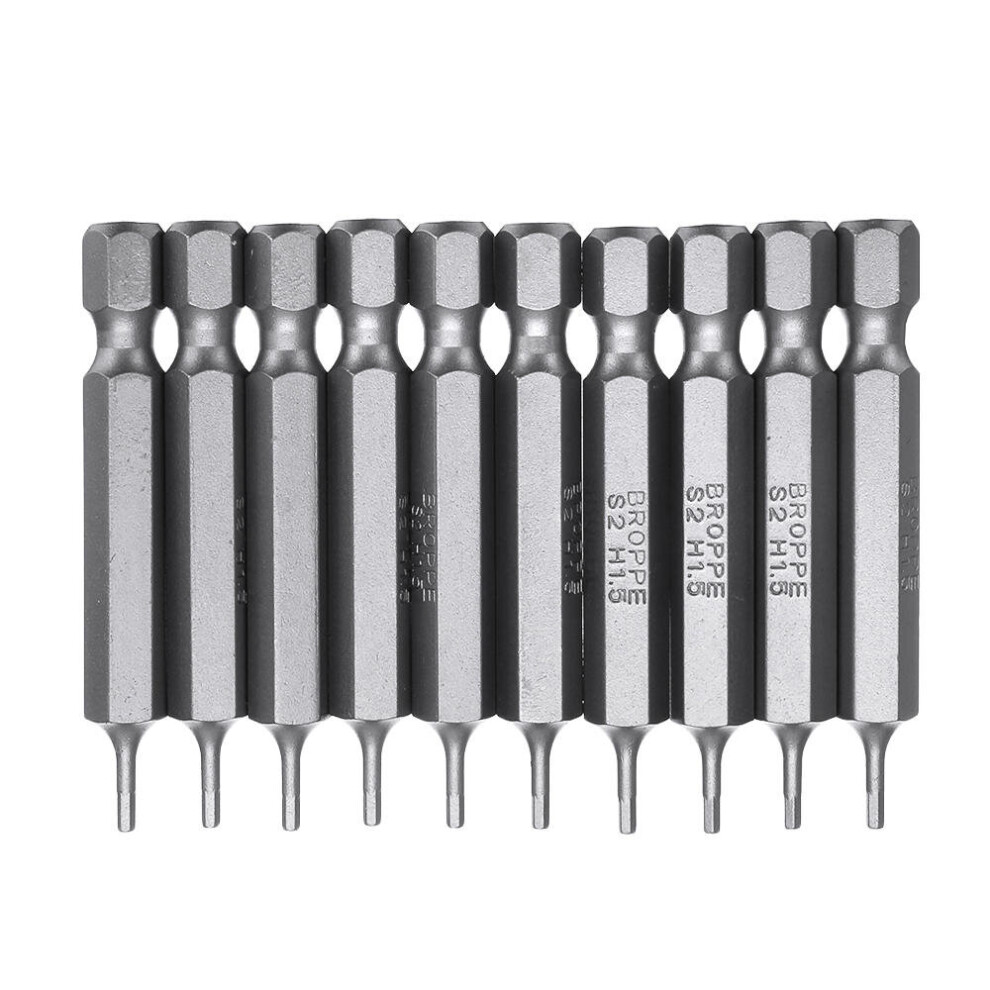 (H1.5) 10Pcs Magnetic Hexagon Hex Screwdriver Bits H1.5/H2/H2.5/H3/H4/H5/H6 1/4 Inch Hex Shank Screwdriver Set For Bosch