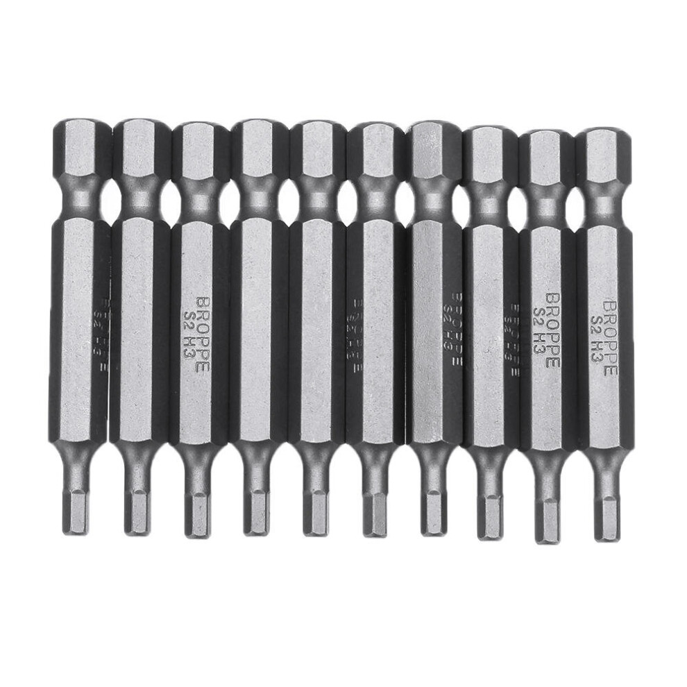 (H3) 10Pcs Magnetic Hexagon Hex Screwdriver Bits H1.5/H2/H2.5/H3/H4/H5/H6 1/4 Inch Hex Shank Screwdriver Set For Bosch