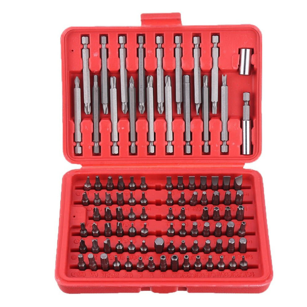98pcs Torx Star Spline Hex Cross Slotted Screwdriver Bit Set Garage Repair Tool