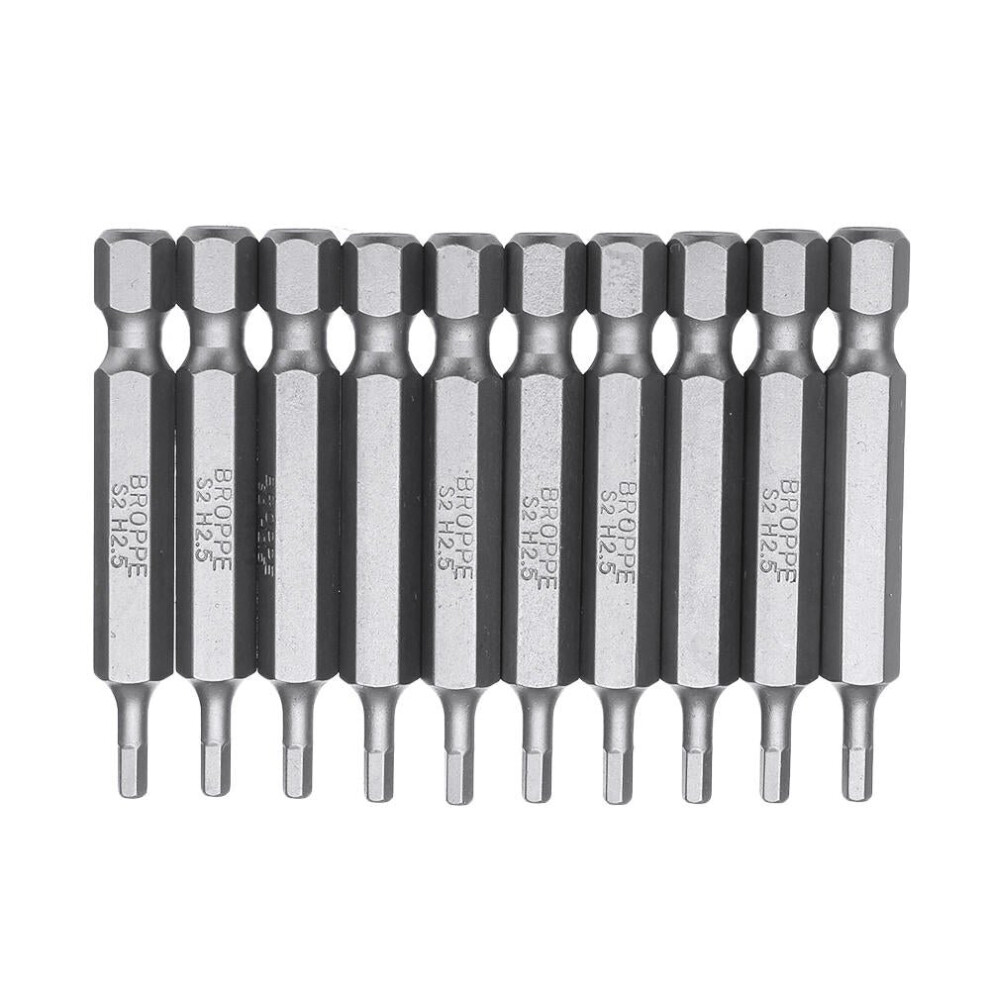 (H2.5) 10Pcs Magnetic Hexagon Hex Screwdriver Bits H1.5/H2/H2.5/H3/H4/H5/H6 1/4 Inch Hex Shank Screwdriver Set For Bosch 3654659295347