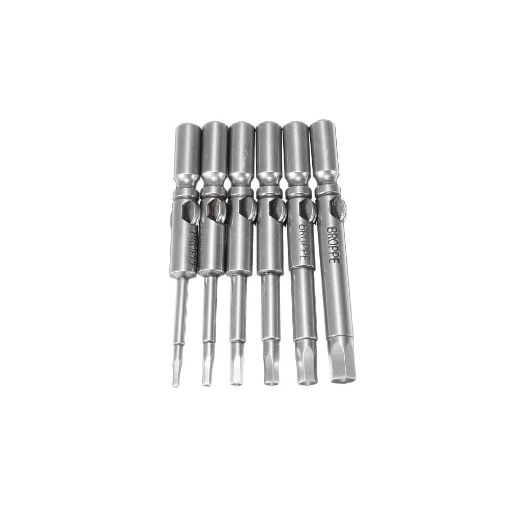 6Pcs 802 Hexagon Screwdriver Bits Set H1.5-H5 6mm Round Shank Electric Screwdriver Bits