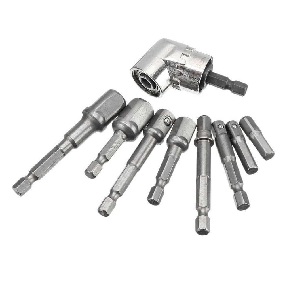 9pcs Screwdriver Extension Bar Adapter 1/4 Inch Shank Screwdriver Driver Socket Bit with Angle Driver