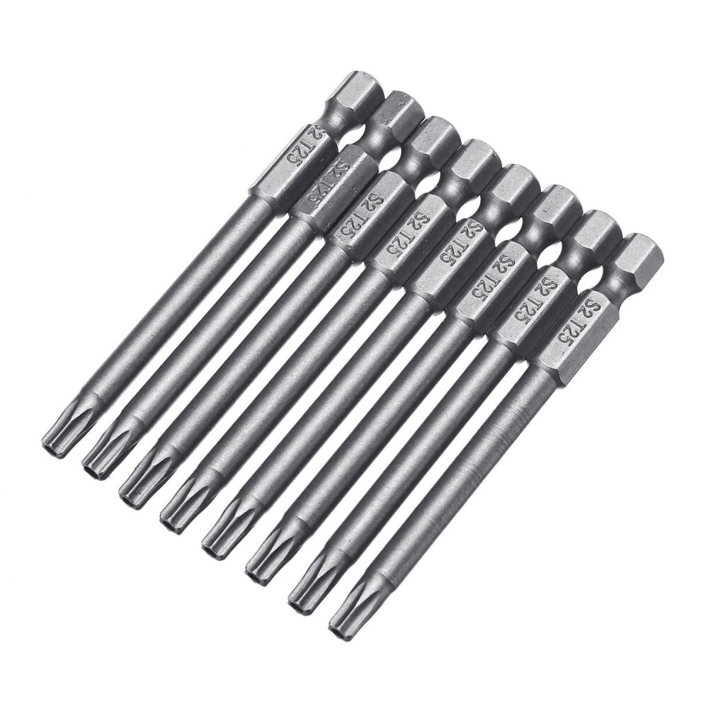 (T6) 10pcs TT6-TT40 Torx Head Screwdriver Bit 75mm Hex Shank Power Drill Screwdriver Bits Set